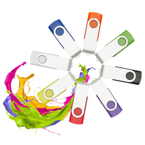 8GB 20 Pack White USB Flash Drives USB 2.0 Swivel Design Flash Drive for Data Storage Wholesale Thumb Drive Jump Drive Pen Drive Bulk Memory Stick Zip Drives (20 Pack White, 8GB)