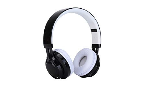 Bluetooth Headphones, LED Light Up Wireless Foldable Headphones Over Ear with Mic (White)