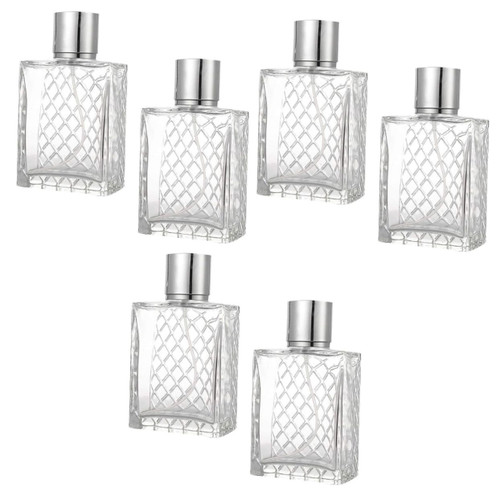 minkissy 6 Pcs Square Perfume Portable Spray Bottle Glass Perfume Bottle Clear Refillable Perfume Bottle Pump Bottle Dispenser Glass Spray Bottle Glass Container Travel Glass Bottle Filling