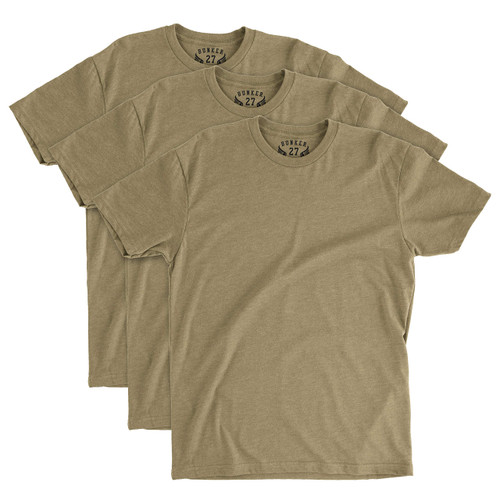 BUNKER 27 Coyote Brown T-Shirts Military OCP Undershirt, 3 Pack, Soft and Comfortable (Medium)