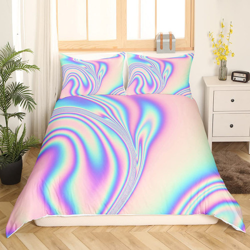 Tie Dye Duvet Cover Queen,Pink Marble Bedding Set Teens Girls,Trippy Spiral Swirl Comforter Cover, Green Purple Blue Tie Dye Bedspread Cover Kids Room Decor Soft Modern Gypsy Batik Bed Cover Adult
