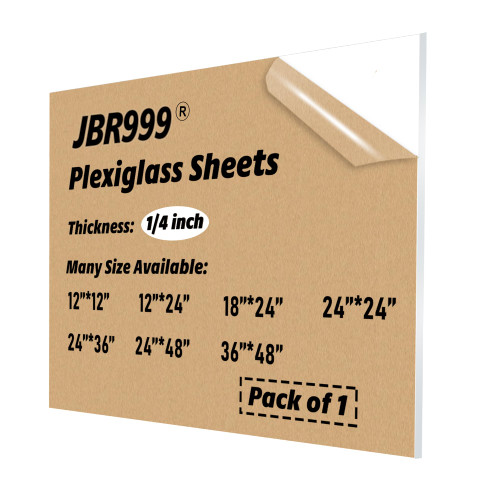JBR999 24x36" Clear Acrylic Sheet Plexiglass 1/4" Thick, 24x36 Plexi Glass Perspex Panel,6mm Transparent Lucite Plexiglass Sheets for Signs Window Painting Edge Lighting