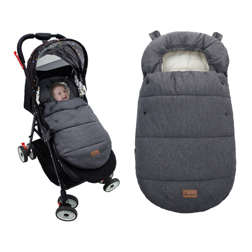 Universal Footmuff for Stroller, Baby Bunting Bags, Winter Windproof Warm Pram Footmuffs, Water Resistant Sleeping Bag with Hood for Strollers, Pushchairs, Prams, Car Seat, 35.4"*20.5"(Dark Gray)