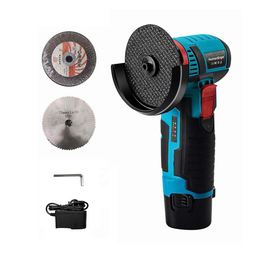 Heimerdinger 12V Cordless Mini Angle Grinder Kit whit 2000 mAh battery,19500rpm Electric Grinding Tool,Compact Power Handheld Cutter with 3Pcs Cutting Discs for Metal Grinding,Cutting
