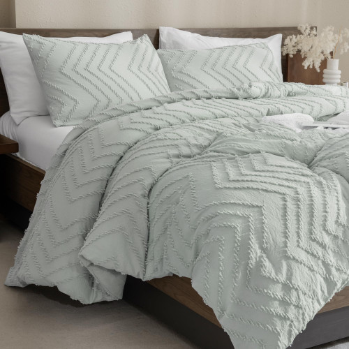 Andency Silver Grey Comforter Full Size, Boho Grey Soft Warm Bedding Comforter Sets for Full Bed, 3 Pieces Gray Chevron Tufted Aesthetic Microfiber Lightweight Comforter Set
