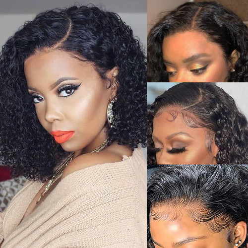 Deep Wave Lace Front Wigs Human Hair Pre Plucked with Baby Hair Short Curly Bob Wig Human Hair 13X4 Transparent Lace Frontal Curly Wigs for Black Women Glueless Wigs (10 Inch) Deep Wave Lace Front Wigs Human Hair Pre Plucked with Baby Hair Short Curly Bob Wig Human Hair 13X4 Transparent Lace Frontal Curly Wigs for Black Women Glueless Wigs (10 Inch)