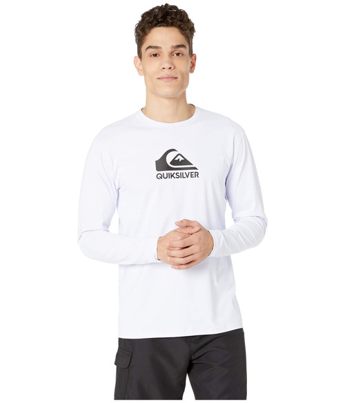 Quiksilver Men's Standard Solid Streak Long Sleeve Rashguard UPF 50+ Sun Protection, White, S
