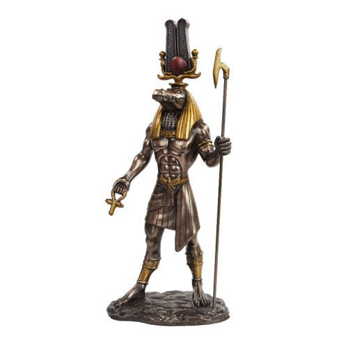 11 Inch Egyptian Sobek Mythological God Bronze Finish Statue Figurine by PTC