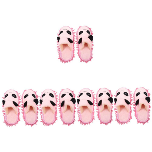 FRCOLOR 5 Pairs Slippers Mop Womens Sandals Ladies Sandals Foot Mop Slipper Sandals with Support for Women Mopping Dust Mop Shoes Miss Chenille Washable Pink Floor