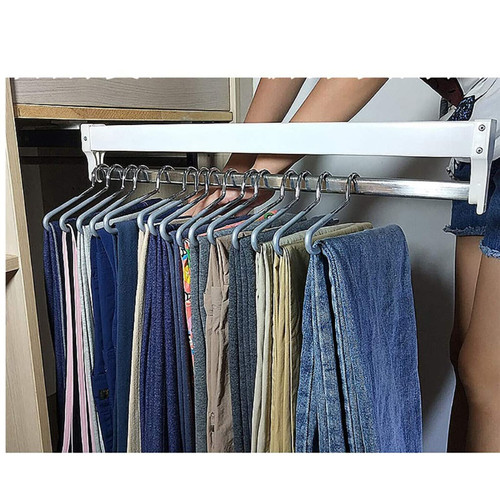 Pull Out Clothes Hanger Rod Extendable Clothes Rail - Sliding Wardrobe Closet Rod, 30-60cm Pull Out Clothes Rail, Stainless Steel Wardrobe Rail Tube, Wardrobe Adjustable Hanger Rod, Space Sa