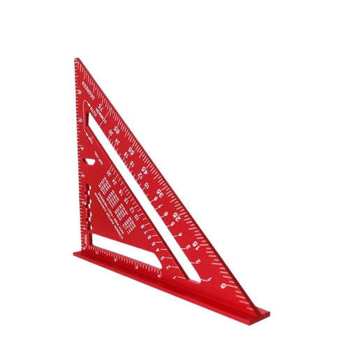 Triangle Ruler 7Inch Measurement Tool Aluminium Alloy Carpenter Metric Angle Ruler Square Woodworking (Color : Red2)