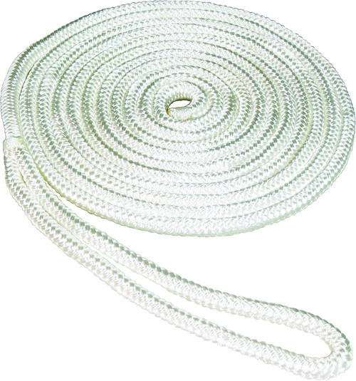 SeaSense Double Braid Nylon Dock Line, 5/8-Inch x 25-Feet, White