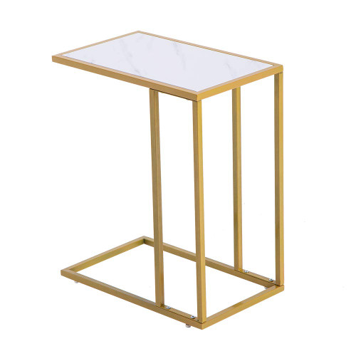 Kcelarec C-Shaped Side Sofa Snack Table Coffee End Table for Living Room (Style 2)