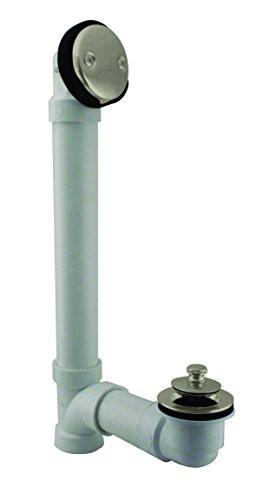 Westbrass Twist & Close Sch. 40 PVC Bath Waste with 1-Hole Elbow & 2-Hole Overflow Faceplate, Stainless Steel, D4942-20