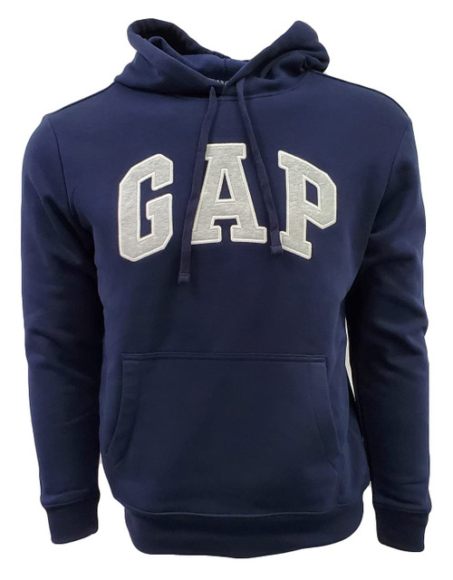 Gap Factory Men's Fleece Arch Logo Pullover Hoodie (XX-Large, Navy (White Logo))