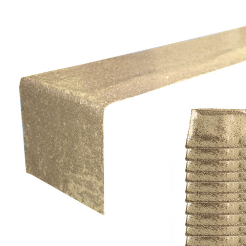 JYFLZQ Champagne Sequin Table Runner 12" x 108" Pack of 10 Sparkly Champagne Metallic Table Runner Glitter Sequin Runner for Table Birthday Party Event Decorations