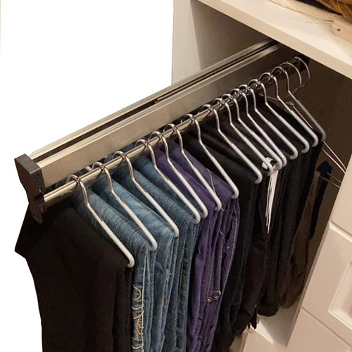 Pull Out Clothes Hanger Rod Extendable Pull Out Closet Rod - Wardrobe Pull-Out Trousers Rack, Adjustable 30-80cm Wardrobe Rail Clothes Rack, Closet Rod For Wardrobe Houseware Clothes Organiz