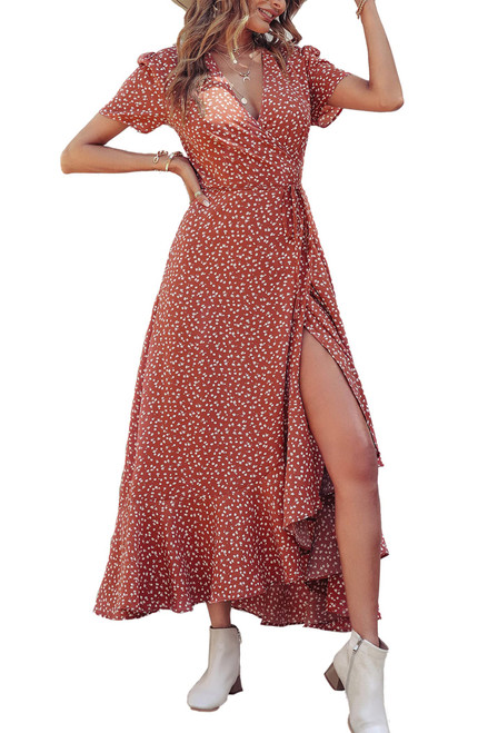 PRETTYGARDEN Women's Summer Wrap Maxi Dress Casual Boho Floral V Neck Short Sleeve Ruffle Hem Split Beach Long Dresses (Red White Floral,Medium) PRETTYGARDEN Women's Summer Wrap Maxi Dress Casual Boho Floral V Neck Short Sleeve Ruffle Hem Split Beach Long Dresses (Red White Floral,Medium)