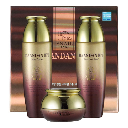 Jigott - Daandan Bit Royal Premium Snail 3 Set, Snail Skin Toner 150ml, Snail Skin Emulsion 150ml, Snail Firming Cream 50ml, Snail Skin Toner Sample 30ml, Snail Skin Emulsion 30ml