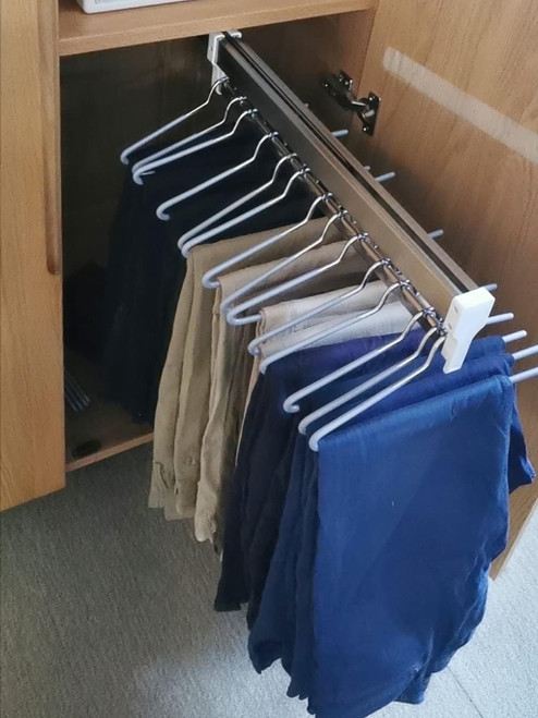 Sliding Wardrobe Closet Rod - Extendable Clothes Rail, Pull Out Clothes Hanger Rail, Adjustable Wardrobe Clothing Rail, Closet Organizer Rack, Space-saving, Load-bearing Up To 25Kg (Size : 350MM/13.7