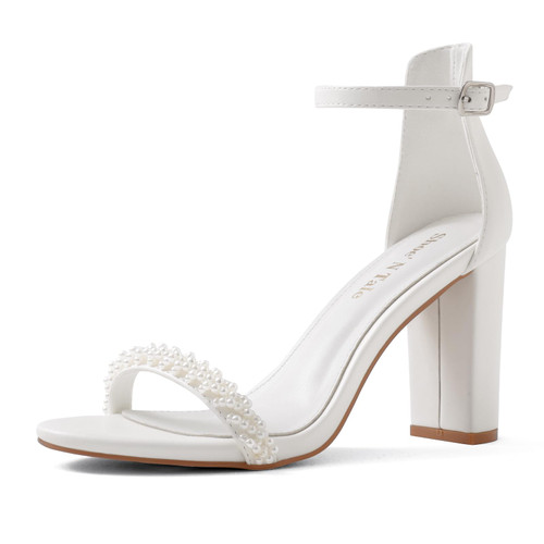 Shoe'N Tale Pearl Heels for Women Chunky Block High Strappy Wedding Pump Heeled Sandals Open Toe Ankle Strap Buckle Party Prom Dress Shoes(7.5,C-White Pearl) Shoe'N Tale Pearl Heels for Women Chunky Block High Strappy Wedding Pump Heeled Sandals Open Toe Ankle Strap Buckle Party Prom Dress Shoes(7.5,C-White Pearl)
