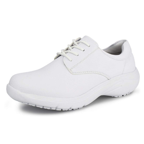 Hawkwell Women's Slip Resistant Lightweight Nursing Shoes Comfortable Lace Up Work Shoes,White Synthetic,10 M US