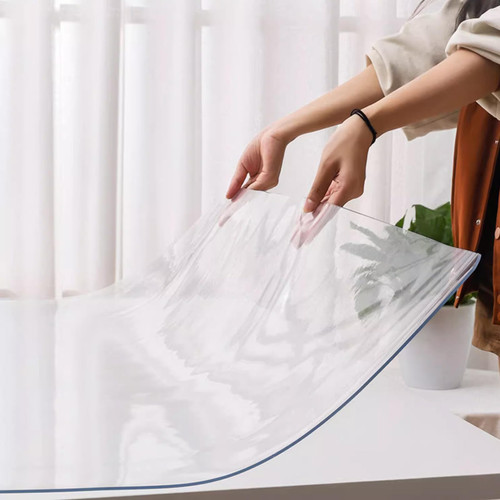 FLAVYO Transparent Table Cover, 1.5mm Thick Transparent Table Cover, PVC Tablecloth Protector, Dining Table Plastic Transparent Tablecloth Protector Clear Table Protector (31x71in)