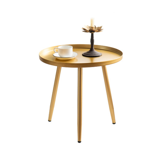 YMLHOME Round Side Table Coffee Table Nightstand Metal Tray Table Accent End Table for Small Spaces Living Room Bedroom Balcony (Gold)