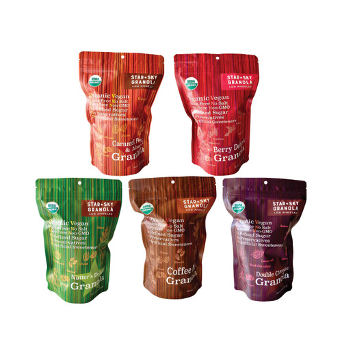 Star Sky Granola Pack of 5 Variety (Caramel Pecan & Almond Granola 10 oz + Berry Delight Granola 10 oz + Nutter's Delight Granola 10 oz + Coffee Nut Granola 10 oz + Double Chocolate Granola 10 oz)