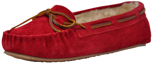 Minnetonka Women's Cally Faux Fur Red Slipper 6.5 W US