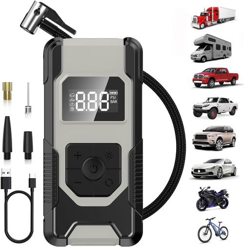 Portable Tire Inflator Air Compressor, 160PSI Rechargeable Cordless Smart Air Pump for Car Tires with Digital LCD Display, 4X Faster Auto Electric Bike Pump Tire Pump for Car, Motorcycle, Truck Portable Tire Inflator Air Compressor, 160PSI Rechargeable Cordless Smart Air Pump for Car Tires with Digital LCD Display, 4X Faster Auto Electric Bike Pump Tire Pump for Car, Motorcycle, Truck