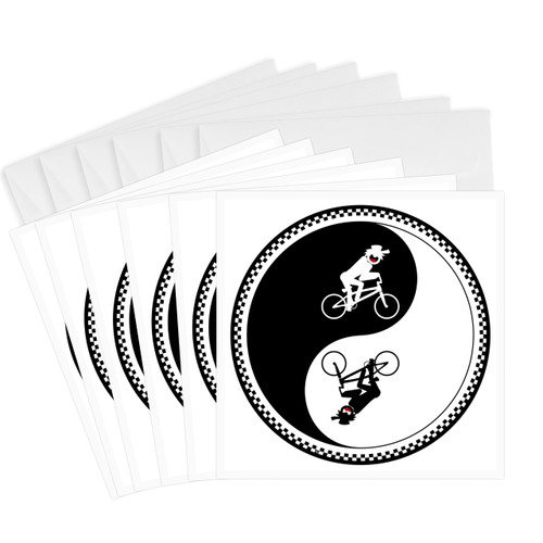 3dRose BMX yin yang 2 on transparent - Greeting Cards, 6 x 6 inches, set of 6 (gc_39906_1) 3dRose BMX yin yang 2 on transparent - Greeting Cards, 6 x 6 inches, set of 6 (gc_39906_1)
