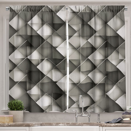 Ambesonne Modern Kitchen Curtains, Geometrical Design with Grey Ombre Colored Squares Print, Window Drapes 2 Panel Set for Kitchen Cafe Decor, 55" X 39", Charcoal Grey Ambesonne Modern Kitchen Curtains, Geometrical Design with Grey Ombre Colored Squares Print, Window Drapes 2 Panel Set for Kitchen Cafe Decor, 55" X 39", Charcoal Grey