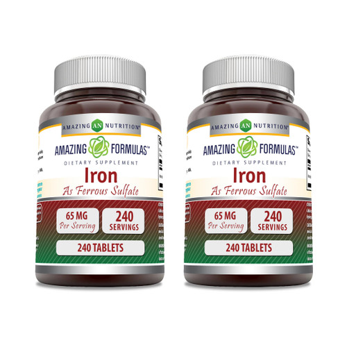 Amazing Formulas Ferrous Sulfate 65 Mg 480 Tablets (Non-GMO, Gluten Free) - Iron As Ferrous Sulfate for Better Absorption (240 Count (Pack of 2)) Amazing Formulas Ferrous Sulfate 65 Mg 480 Tablets (Non-GMO, Gluten Free) - Iron As Ferrous Sulfate for Better Absorption (240 Count (Pack of 2))