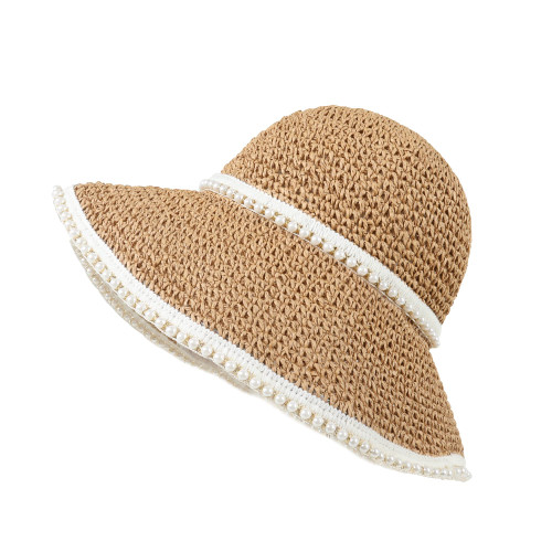 Sun Hat Womens Straw Hat Pearl Hats Summer Beach Hat Sun Visor Packable Beach Bucket Cute Cool Hat Sun Visors Hat