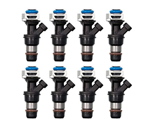 Set of 8 Fuel Injectors for Chevy Chevrolet Silverado 1500 GMC Sierra 1500 Cadillac 4 Hole Flow Matched Fuel Injector FJ10062 4.8L 5.3L 6.0L 17113553