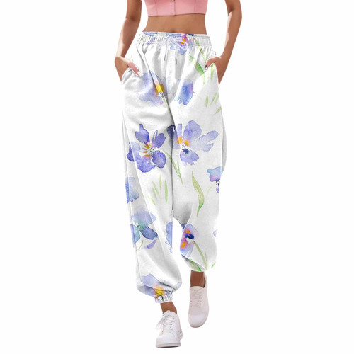 Bblulu Women Workout Sweatpants Full Length Jogger Running Pants Lounge Workout Lightweight Legging Sweat Pants White