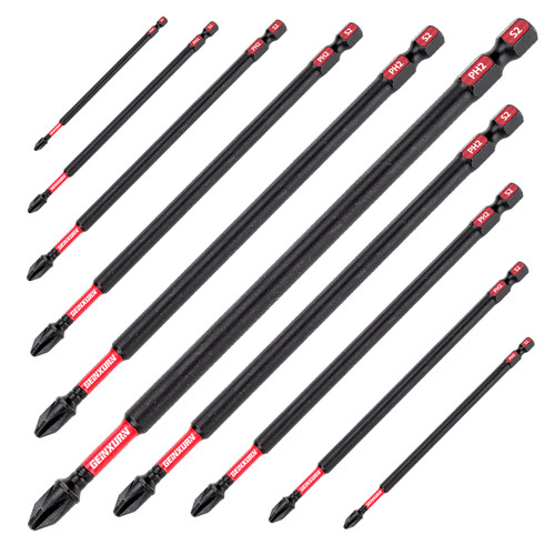 GEINXURN Impact Tough #2 Phillips 6 in. Insert Driver Bits,10Pack Bulk PH2 Screwdriver Power Bits Set