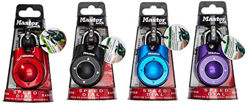 Master Lock 1500iD Speed Dial Combination Lock, Assorted Colors, 4-Pack,