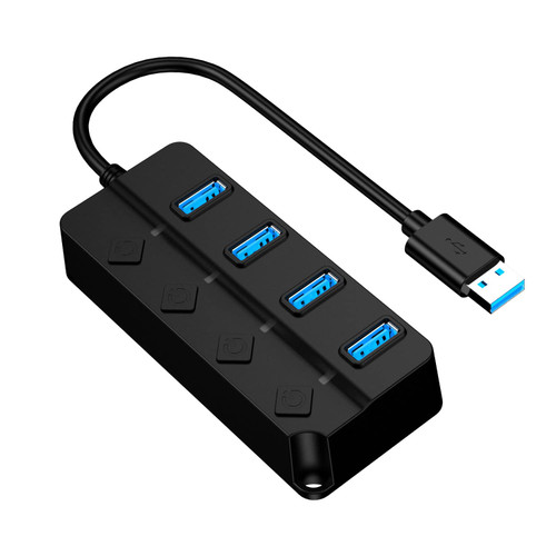 Tianle USB Hub, 4-Port USB 3.0 Ultra Slim Data Hub with Individual LED Power Switches Compatible with MacBook Air, iMac, Surface Pro, Laptop, USB Flash Drives, Mobile HDD
