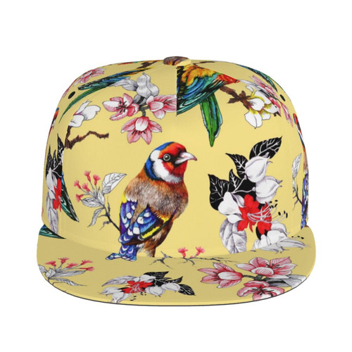Xisover Adjustable Flat Bill Visor Snapback Hat for Men Women,Hip Hop Baseball Cap-Beautiful Bright Birds and Flowers