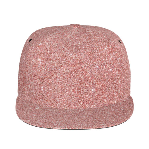 Xisover Adjustable Flat Bill Visor Snapback Hat for Men Women,Hip Hop Baseball Cap-Rose Gold Pink Glitter
