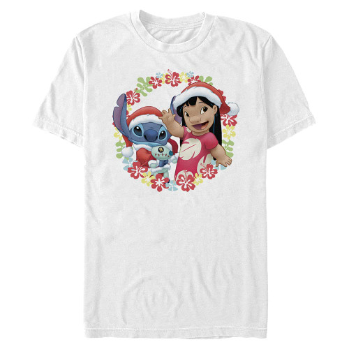 Disney Men's Lilo & Stitch Lilo and Stitch Holiday T-Shirt, White, XX-Large