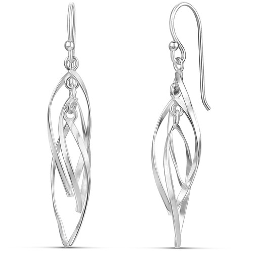 MILLA Teardrop Earrings - Designer Silver Statement Earrings or Gold Dangle Earrings for Women Trendy Upscale Sterling Silver Wire Dangly Earrings (Linear Swirl/Sterling Silver Plated)