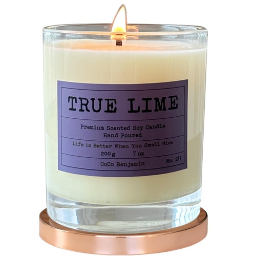 100% Soy, Highly Scented, Hand Poured Soy Candle, True Lime, Transparent 7oz
