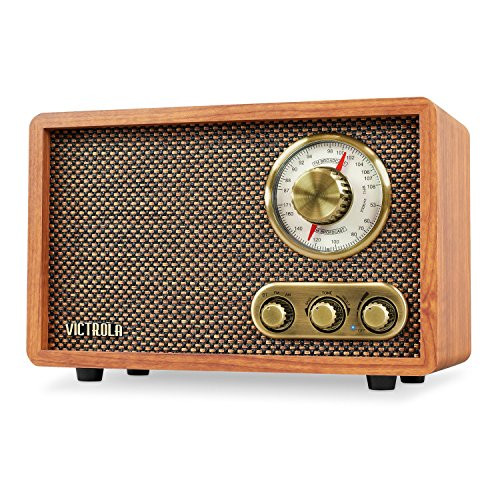 Victrola Retro Wood Bluetooth FM/AM Radio with Rotary Dial, Walnut