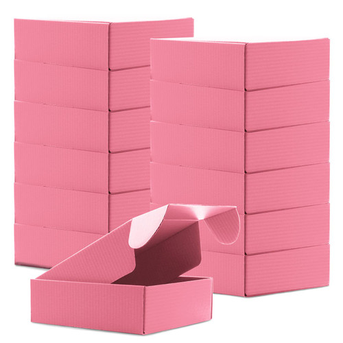 Cardboard Boxes Shipping Boxes,15 Pack Recyclable Corrugated Cardboard Box Small Mailing Storage Gift Boxes for Shipping, Mailing, Gifts Packaging, 6x6x2" (Pink)