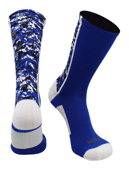 TCK Digital Camo Crew Socks (Royal/White, Small)