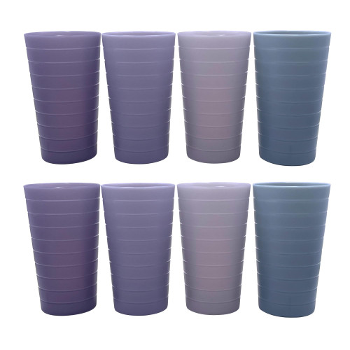 WEXINHAO Plastic Tumblers Reusable - Unbreakable Drinking Cups set of 8 - BPA Free Dishwasher Safe Cups 22 oz - Lightweight Stackable Dairy Hard Water Tumblers in Grey Stone