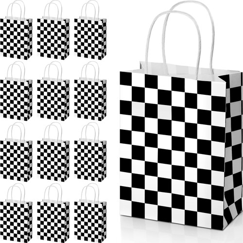 24 Pieces Checkered Race Treat Bags White and Black Checkered Bags Racecar Themed Candy Bags Plaid Kraft Paper Race Car Party Favors Bags Shopping Goodies Bags with Handle for Kids Birthday Party 24 Pieces Checkered Race Treat Bags White and Black Checkered Bags Racecar Themed Candy Bags Plaid Kraft Paper Race Car Party Favors Bags Shopping Goodies Bags with Handle for Kids Birthday Party